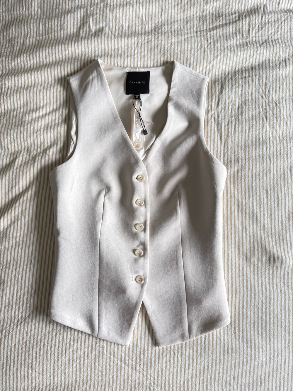 Dynamite Ivory Sleeveless Button Vest